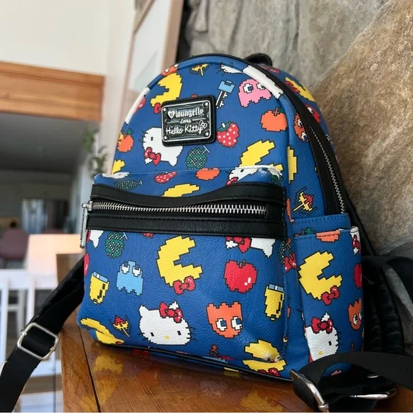 Loungefly x Hello Kitty Pac Man Blue Mini Backpack - Picture 3 of 6